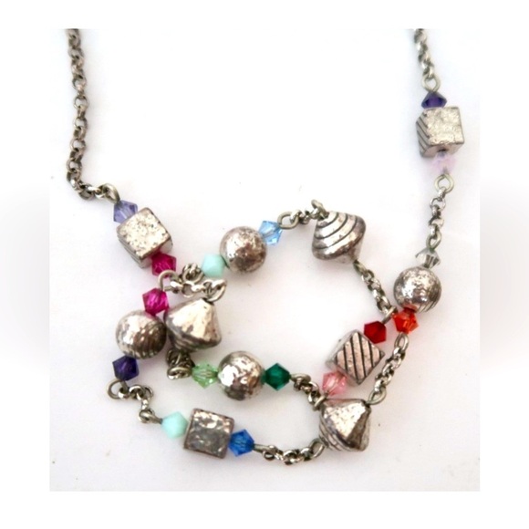BRIGHTON colorful beaded chain necklace. Silver plated with Swarovski crystals - Picture 3 of 8
